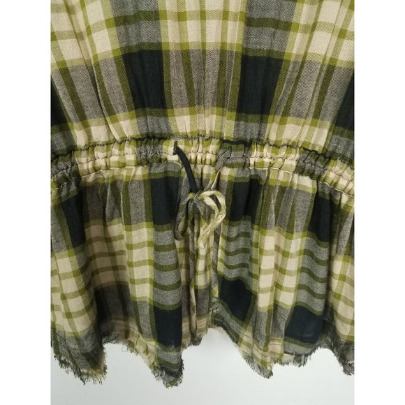 Free People We the Free Sz. S Pacific Dawn Top Wool Blend Green Plaid Top - Picture 9 of 10